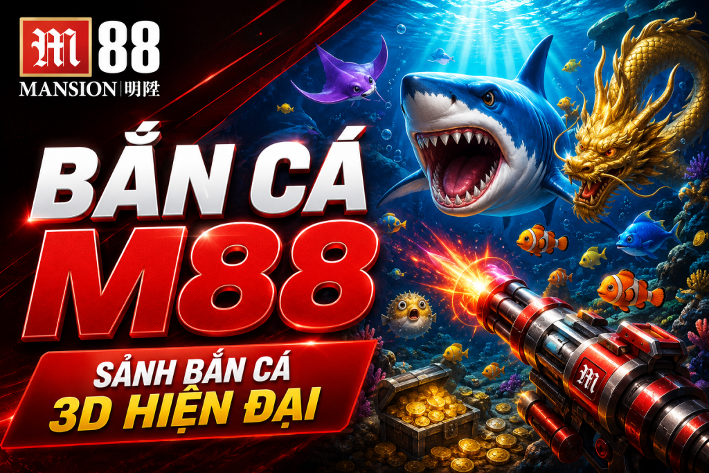 Sảnh Bắn Cá M88 với thế giới đại dương 3D và nhiều sinh vật biển đầy màu sắc